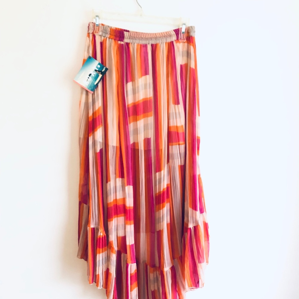 ROXY Orange / Pink High Low Midi Skirt 4 - Picture 4 of 6